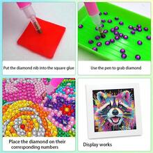 DIY 5D钻石画套装 - 动物 - 浣熊图案，全圆形亚克力钻石 - 闪亮钻石，家居装饰手工礼品 - 查看 6