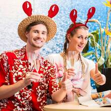 1/2 Stücke Krabbe & Stirnband und Brillen Set - Rotes tierisches Kostüm und Accessoires, geeignet für Themenpartys, Junggesellinnenabschiede, Geburtstage, Poolpartys usw., Party - Rot - Übersicht 1