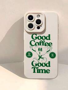 Liquid Silicone Protective Case With Vintage "Large Espresso" Coffee Cup Pattern In Milky White, Compatible With IPhone And Galaxy - 多色 5 - 查看 4