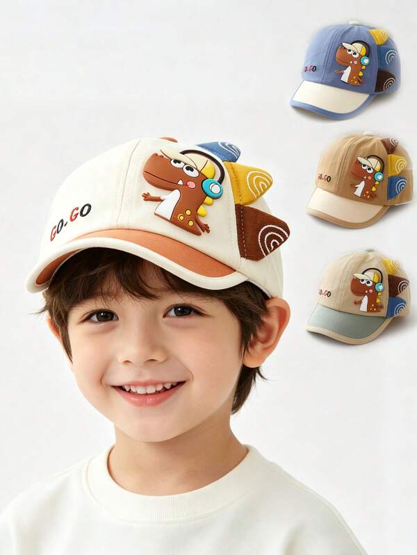 1 Stück Kinder Dinosaurier Muster Baseball Kappe, Kinder Casual Snapback Hut mit hartem Schirm, geeignet für täglichen Outdoor-Gebrauch