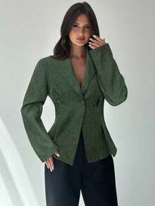 Women Blazers - 軍綠色 - 查看 4