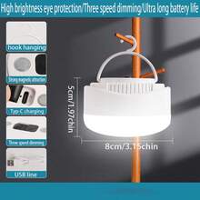 Lampu Kemah LED Multifungsi, Lampu Tenda Super Terang Isi Ulang USB, Cocok untuk Perlengkapan Kemah, Penggunaan Darurat, dan Dekorasi Halaman - Putih - View 8