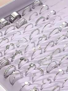 22pcs Assorted Butterfly & Flower Design Rings Set, Elegant Minimalist Mixed Styles, Suitable For Party & Daily Wear, Fashion Jewelry Gift, Random Delivery - Alloy Ring Women's Set - View 5