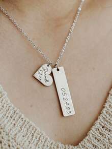 1pc Custom Name Necklace, Stainless Steel Necklace, Custom Name Necklace, Personalized Gift, Mother's Day, Mom Necklace, Mom Gift, Pendant Necklace, Pendant Necklace, Mom Jewelry Gift, Holiday Season Gift, Birthday Gift, Anniversary Gift, Family Necklace - Multicolor 2 - View 10