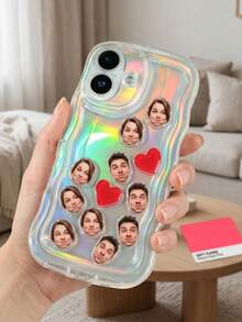 Funda de teléfono personalizable con foto agitable, con diseño láser antideslizante, funda protectora de teléfono con mascota/retrato, funda de teléfono imprimible divertida. Fabricada en material de plástico ABS con marco antideslizante ondulado, compatible con fotos personalizadas, decoración de juguete agitable incorporada y diseño de impresión 2D. - Multicolor - Ver 7