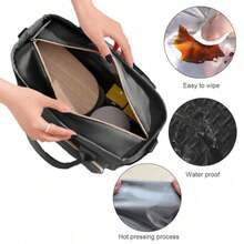 BEENLOVE 1pc Large-Capacity Insulated Lunch Bag Outdoor Picnic Bag, Multi-Function Refrigerated Bag With Detachable Shoulder Strap And Side Pockets, Reusable, For Carrying Meals, Suitable For Picnics, Office Workers, Camping, School, Leakproof Freezable Cooler Bag School Organizer Bags Teacher Storage Bags Classroom Organizer Bags Woman Lunch Box Bag For Women Ladies School Supplies Stuff Accessories Bag For School School Accessories School Stuff - 黑色 - 查看 4