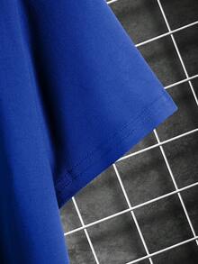 Men's T-Shirt With Racing Letter Print, Round Neck, Short Sleeve For Summer Outdoor Sports. - 藍色 - 查看 5