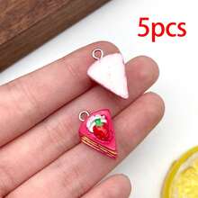 5/12pcs Mixed Resin Strawberry Cake Charm Cute Dessert Imitation Food Pendant For DIY Bracelet Necklace Earrings Jewelry Making Craft Accessories 12x20mm - Pendants - View 9
