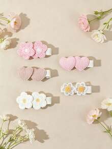 5/7 Peças Conjunto de Presilhas de Cabelo de Menina Princesa com Flores Florais Rosas Fofas da Primavera, Conjunto de Acessórios de Cabelo Doce de Cobertura Total - Cor misturada - Visão 11