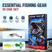 KecchKrezing Complete Fishing Lure & Hook Gift Set With Realistic Soft Baits And Various Fishing Accessories, Portable Storage Box, Suitable For Freshwater Wild Fishing, Beginner Fishing Enthusiasts Holiday Gift - Blue - View 3
