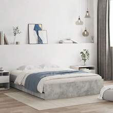 vidaXL Bed Frame, Bed Base With Slatted Base, Guest Bed With Drawers, Single Bed, Bedroom Bed, Bedroom Furniture, Concrete Grey 90x200cm, Wood-Based Material - Concrete Dust - View 12
