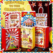 Bolsas de regalo con tema de circo, bolsas de papel con asas con dibujos animados de payasos, bolsas de golosinas de carnaval para fiestas de cumpleaños de niños, baby shower, suministros para fiestas - Multicolor - Ver 2