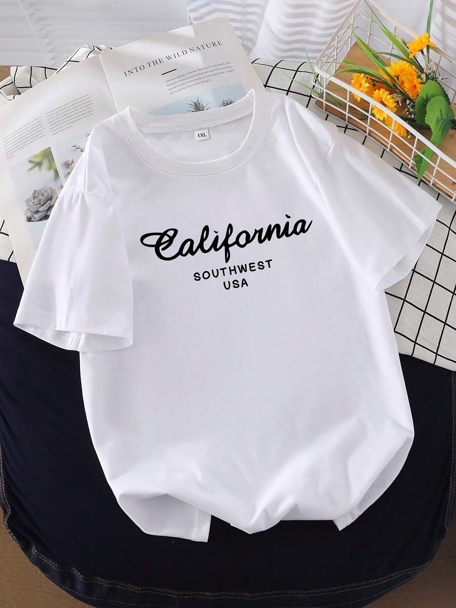 Nueva camiseta% algodón, lavable aáquina, adecuada para primavera, verano y otoño, estilo casual, ajuste cómodo, diseño moderno, versátil para uso diario, tela suave, estilo a. - Blanco - Ver 1