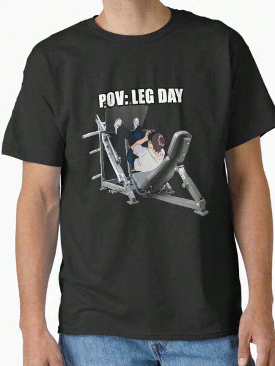 Leg Day Shinji T-Shirt, Loose And Comfortable - 後退 - 查看 1