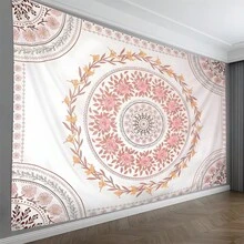 1 buah Permadani Mandala Mawar Merah Muda Gaya Bohemian, Cocok untuk Dekorasi Kamar Tidur, Dicetak dengan Pola Bunga Mawar, Dekorasi Gantung Dinding - 1PC - View 8