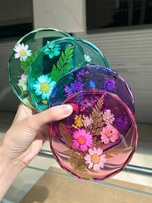 DIY钻石边水晶杯垫和首饰托盘硅胶树脂模具，圆形齿轮石膏模具，干花装饰环氧树脂浇铸模具，桌面家居装饰手工饰品 - 白色矽膠模具 - 查看 7