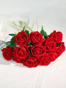 100pcs Artificial Roses, Deep Red Roses, Faux Flowers, Suitable For DIY Wedding Bouquets, Table Centerpieces, Bridal Shower, Valentine's Day Decor, Baby Shower Decor, Home Decor, Living Room Decor, Dining Table, Wall, Garden, Wreath, Bedroom Decor And More - Red - View 6