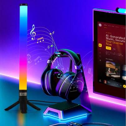 2 chiếc đèn bàn hỗ trợ điều khiển từ xa kép + ứng dụng, đèn LED RGB ánh sáng lung linh, đèn chiếu sáng xung quanh, đèn phòng chơi game, đèn loa, đèn nhịp điệu, đèn trang trí phòng ngủ.