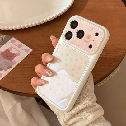 Funda suave GUCADI de color blanco perla con patrón de oso floral, alto valor estético, adecuada para iPhone 17 y Apple 17 Pro Max, protección completa. El estilo 13 es de estilo coreano, el estilo 15 es de funda rígida, linda, única, creativa, geométrica, de dibujos animados, adorable, fresca y sencilla, de nicho, de estilo Ins