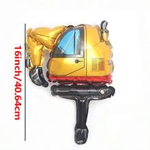 Bộ 10 quả bóng bay hình máy xúc mini 16 inch bằng giấy bạc, đồ chơi xe công trình cho trẻ em (không bao gồm dây buộc) - Xem 6