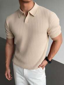 GRDR Men's Summer Knit Short Sleeve Shirt, Suitable For Summer Social Gatherings And Dining - Apricot - View 6