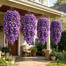 29.72 Inch Large Purple Hydrangea, Realistic Purple Hydrangea And Green Leaves - Suitable For Various Party Themes, Outdoor Decoration Artificial Flowers, Easy To Hang And Store, Space-Saving, Suitable For Hotel/Office/Home Party Decoration, All-Season Evergreen Artificial Flower Soft Decoration - No Flower Pot Included, Suitable For Various Holidays - Multicolor - View 7