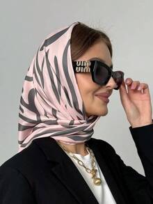 Women's Large Square Satin Scarf 90x90 Elegant Fashion Bandana For Hair And Neck - L7-rosa - 查看 2