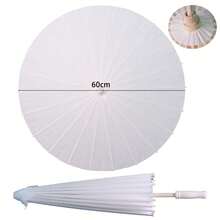 1pc Elegant White Wedding Umbrella With Hand-Painted Details And Natural Wooden Handle. Sophisticated, Fashionable And Practical, Ideal For Wedding Decor, Bridal Photography And Party Props. - Multicolor - View 9