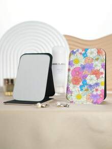 1 chiếc gương trang điểm nhỏ phong cách vẽ hoa, gấp gọn, nhẹ, bền bằng da PU, phù hợp cho du lịch, tụ tập, làm việc, đi học, phù hợp cho mọi lứa tuổi - Nhiều màu - Xem 9