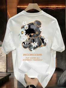Heavy Pure Cotton Trendy Brand Printed Short-sleeved T-shirt Men's Summer New Casual Large-size Loose Versatile Top - Blanco - Ver 6