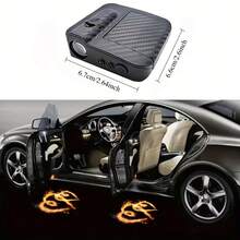 2Pcs Fire Heart Pattern Car Door Welcome Lights, Wireless LED Projector Courtesy Lamps, No-Drill Door Shadow Lights, Universal Fit For Most Vehicles, Battery-Operated (Batteries Not Included) - Flame Heart - View 4