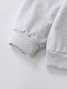 2pcs/Set Girls Minimalist Letter Print Loose Long Sleeve Crew Neck Sweatshirt + Sweatpants Set, Solid Color Crew Neck Sweatshirt, Suitable For Daily Wear, School, Music Festivals, Vacations, Commuting. - Grey - View 4