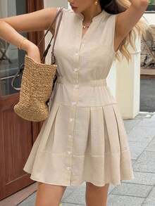 LUNE Conjunto casual de mujer de unicolor para vacaciones de verano, viajes diarios o uso diario, con cintura ceñida - Rojo y blanco - Ver 9
