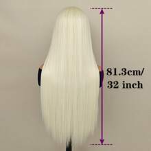1pc Ladies' Fashionable Lace Front Wig, Middle Part, 100% Heat Resistant Fiber, Full Density, Universal Fit, Black Straight Synthetic Wig With 13*4x1 Lace Area - Multicolor - View 6