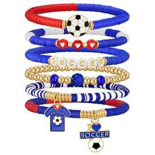 2026 World Soccer Cup Stretch Beaded Bracelets Soccer Gifts Football Charm Game Day Fan Bracelets Stackable Sports Jewelry For USA Mexico Canada Argentina Brazil Fans Gifts For Women Men - Yellow - View 11