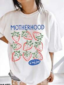 Women's T-Shirt With Tropical Fruit And Strawberry Print, Featuring A Strawberry Design And Strawberry Lifestyle: Casual Short-Sleeved Summer T-Shirt With A Round Neck, Soft And Breathable, White Strawberry Design, Loose And Comfortable For Everyday Wear, Machine Washable, Suitable For The Beach And Strawberry-Themed Clothing - Offers Fun Clothing For Strawberry Lovers - 白色 10 - 查看 7