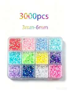 27,000-30,000pcs 3-6mm Mixed Pearl & Rhinestone, Suitable For Decorative Tools, Jelly Resin Gems, DIY Jewelry Crafts, Flat Resin Rhinestones For DIY, Cups, Shoes - 3mm-6mm - View 8