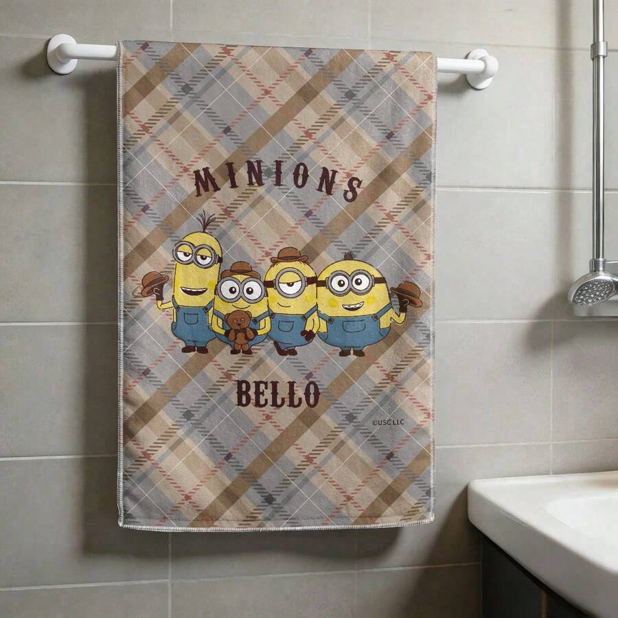 Miniso Bộ khăn tắm kẻ caro Minions "BELLO", họa tiết hoạt hình caro cổ điển, chất liệu cotton nguyên chất mềm mại, có sẵn các gói 1, 2, 3, 4, 5, 6 chiếc, hoàn hảo cho phòng tắm và sử dụng trong nhà. - màu - Xem 1