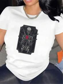 Short-Sleeved Polyester T-Shirt, Designed With A Durable Construction, Suitable For Restaurant Wear; The Fabric Is Comfortable And Lightweight, Ideal For Casual Dining; A Modern And Fashionable Garment, Suitable For Everyday Wear. It Can Also Be Worn As An Elegant Party Outfit, A Stylish T-Shirt For Elegant Ladies, A Blouse Suitable For Curvy Women, A Prom Skirt, Or For Casual Wear. - 白色 - 查看 1
