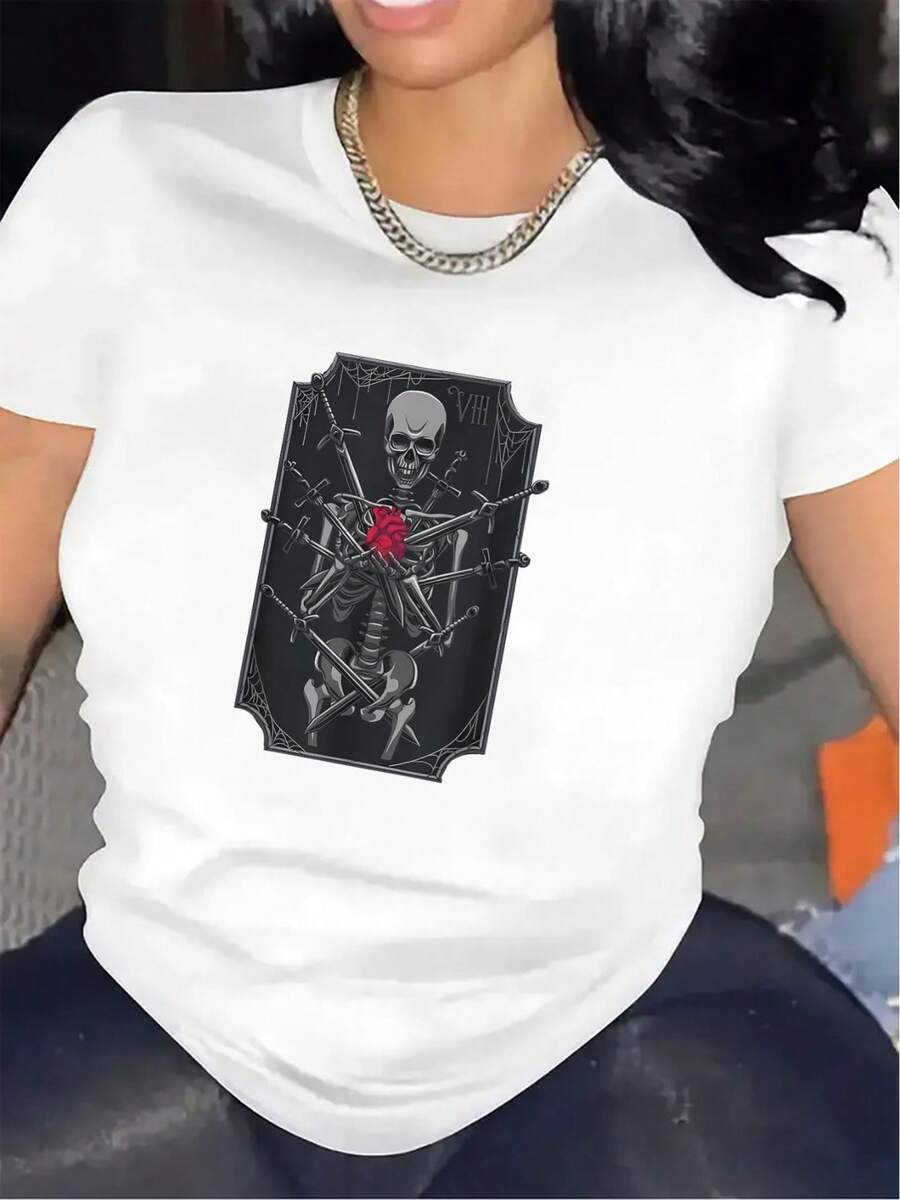 Short-Sleeved Polyester T-Shirt, Designed With A Durable Construction, Suitable For Restaurant Wear; The Fabric Is Comfortable And Lightweight, Ideal For Casual Dining; A Modern And Fashionable Garment, Suitable For Everyday Wear. It Can Also Be Worn As An Elegant Party Outfit, A Stylish T-Shirt For Elegant Ladies, A Blouse Suitable For Curvy Women, A Prom Skirt, Or For Casual Wear. - 白色 - 查看 1