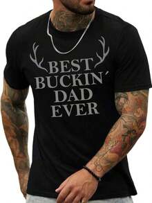 Men's Graphic Crew Neck T-Shirts, Summer And Autumn, Short Sleeve, Basic T-Shirts, Blouses, Funny Graphic T-Shirts For Men And Women, Casual Loose Crew Neck T-Shirts - 黑5 - 查看 1