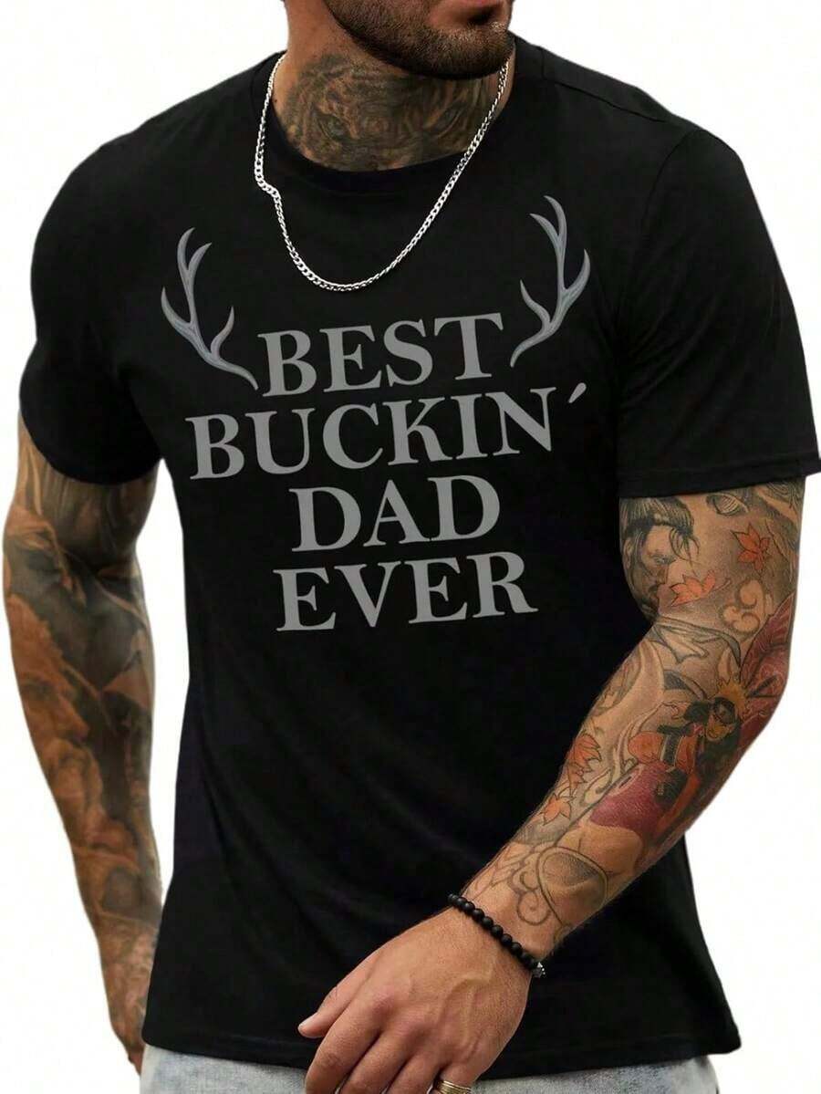 Men's Graphic Crew Neck T-Shirts, Summer And Autumn, Short Sleeve, Basic T-Shirts, Blouses, Funny Graphic T-Shirts For Men And Women, Casual Loose Crew Neck T-Shirts - 黑5 - 查看 1
