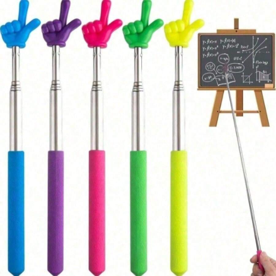 5pcs Colorful Extendable Reading Pointer Sticks, Educational Toys For Kids, Teacher's Aids, Home Learning Tools - Multicolor - View 1