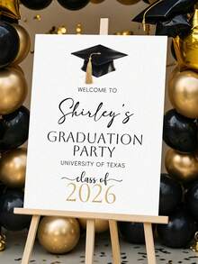 Cartel de Bienvenida de Graduación Personalizado con Foto Personalizada, Nombre, Escuela y Año de Graduación - Cartel de Fiesta de Graduación Personalizado para Graduado 2026, Decoración de Graduación - Multicolor - Ver 7