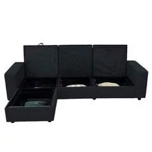 Sofá esquinero con almacenamiento, sofá modular, sofá con otomana, sofá grande para sala de estar, moderno, cómodo, núcleo de muelles ensacados, 245,5 cm - Negro - Ver 9