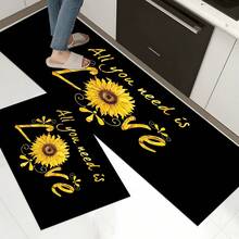 1pc Sunflower Pattern Printed Doormat, Silica Gel Kitchen Carpet, Kitchen Mat, Rug, Easy To Clean, Rectangular Printed, Suitable For Living Room, Bedroom, Hallway, Bathroom, Laundry Room - Polyester Carpet, Suitable For Indoor And Outdoor Home Decor - Multicolor - View 18
