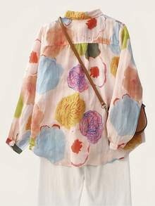 YUXIN Elegant Ditsy Floral Blouse, Lightweight Breathable Shirt For Women, Spring/Summer/Autumn - Multicolor - View 5