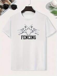 0121 Children's Fencing T-Shirt, Creative Casual T-Shirt, Lightweight And Comfortable Short Sleeve, Summer Clothes For Kids - 白色 - 查看 6