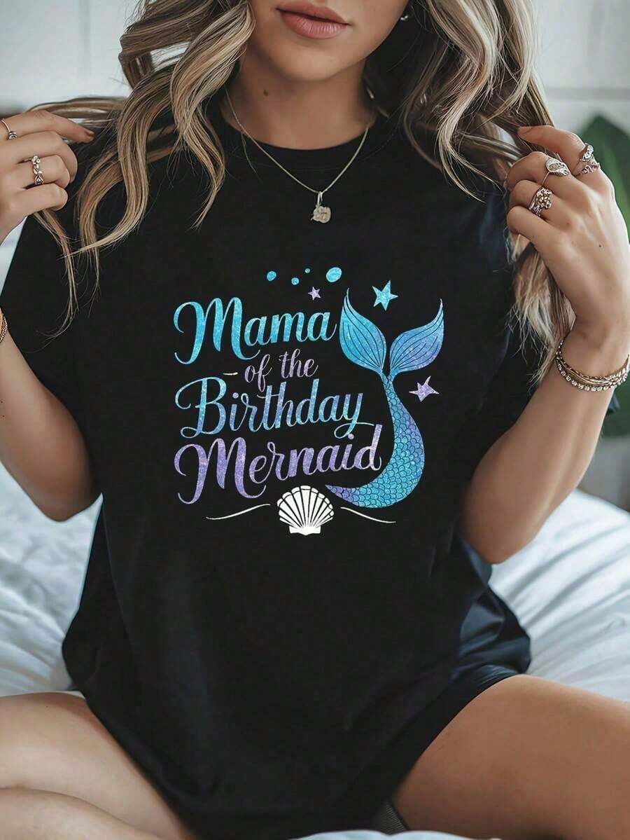Mother's Day Graduation Shirt For Proud Mom Of A 2026 Preschool Graduate - 100% Cotton Women's Shirt, Summer Clothing, Breathable And Comfortable - 黑色 - 查看 1
