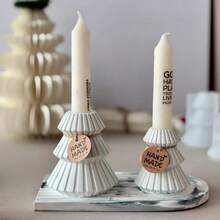 DIY Resin Mold Large Striped Christmas Tree Candle Holder Mold Home Christmas Decoration Tabletop Resin Plaster Silicone Mold, Suitable For Making Candles And Candle Holders - Christmas Tree Candlestick Mold - View 3